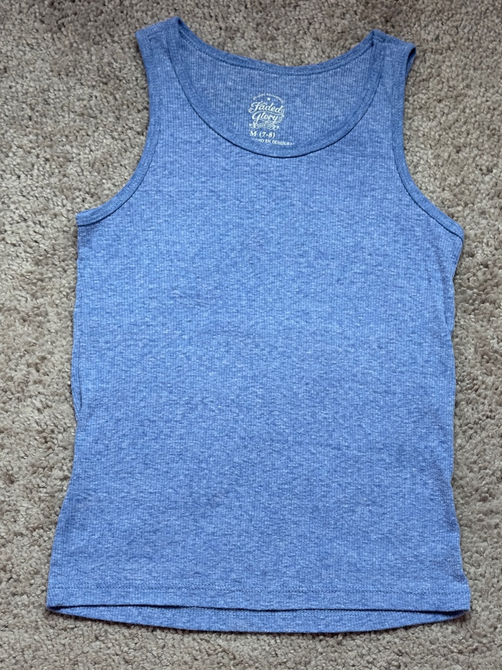 Faded Glory Heather Blue Ribbed Tank - Girls